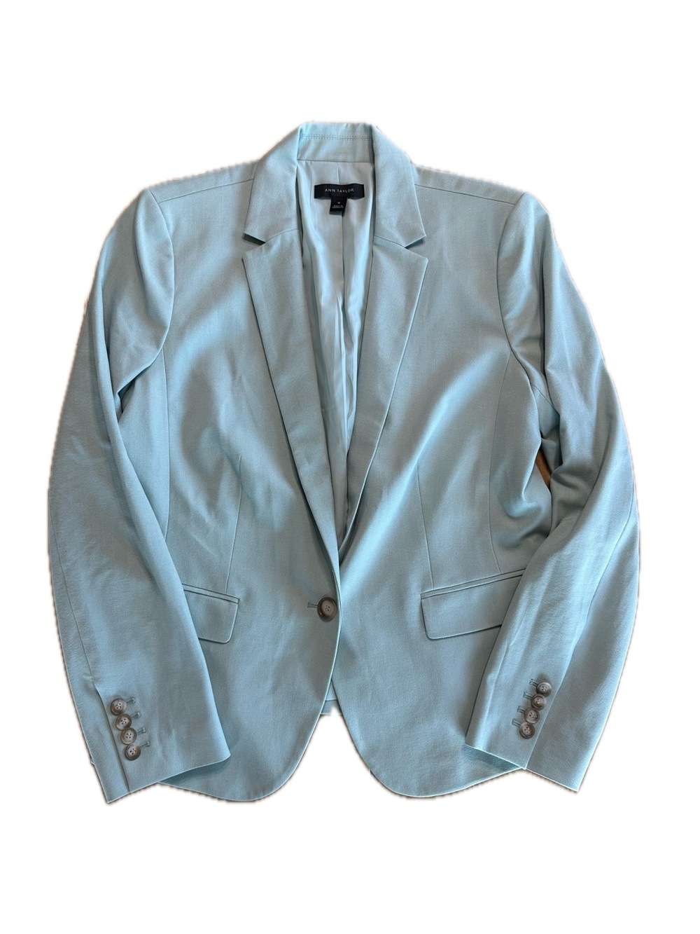 Ann Taylor Aqua Marine Green Blazer Lightweight One Button Size 10